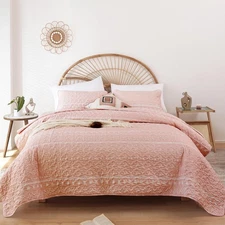 Quilt Set Boho Size Bedding Set 3PCS Quilt Set with 2 Pillow Queen Oatmeal