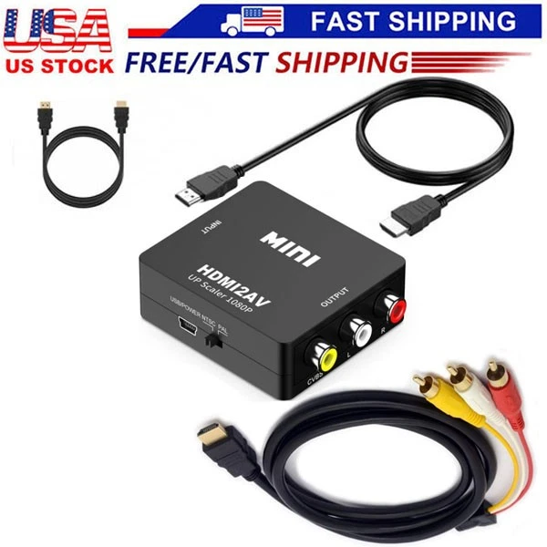 Adattatore Ps3 Hdmi Adattatore Da RCA A HDMI 1080P - Convertitore Audio Video Per DVD, PS3, Xbox - Con Cavi HDMI E Alimentazione USB Convertitore Av Hdmi