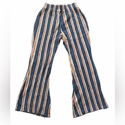 Free People Fine Line High Rise Flare Pants XS Boho Striped Wide Leg Pull On