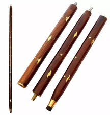 3-Fold Wooden Walking Stick Brown Shaft For Vintage Cane Handles Replacement