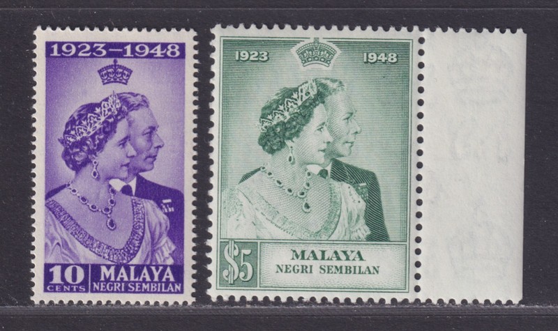 Malaya Negri Sembilan Scott 36-37 MNH 1948 KGVI Silver Wedding Issue SCV $27.50