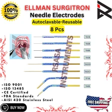 set of 8 Ellman Surgitron Needle Electrodes Autoclavable-Reusable Tungsten Tips
