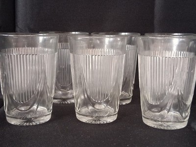 Rare Antique Set Of 6 D.C. Jenkins Glass Co Rib Over Drape Tumblers Juice 