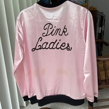 Pink Ladies Pink Satin Zip-Up Jacket Medium pre-owned