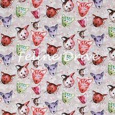 Feline Drive Fabric PAW PRINT Kitties Cats Tan - Fat Quarter 18x22" FQ