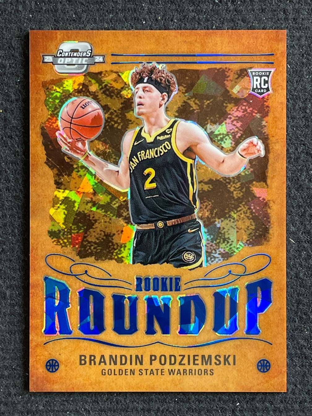 Brandin Podziemski 2023-24 Contenders Optic Rookie Roundup Blue Ice 49/75 RC #14
