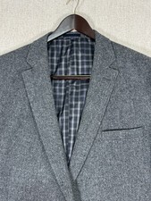 Jos. A. Bank 1905 Tailored Fit Long Gray Wool Blend Two Button Sport Coat Blazer