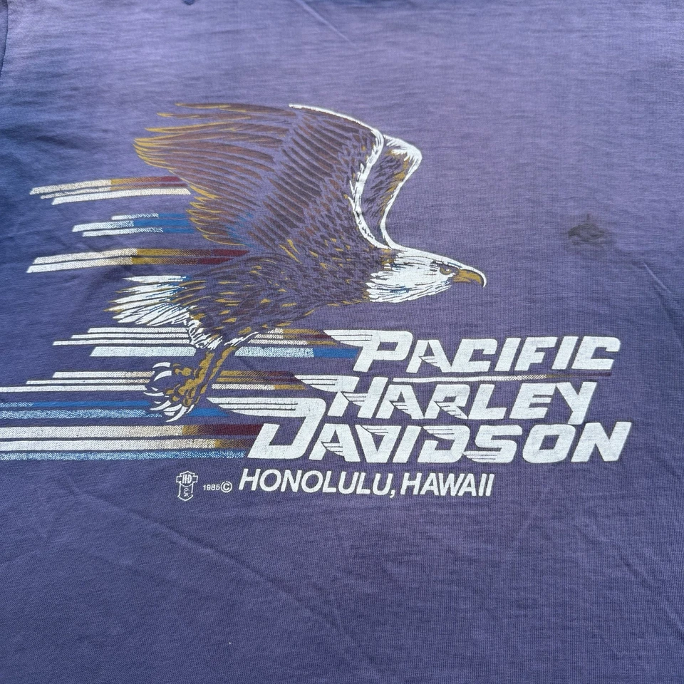 Camiseta Harley Davidson De Colección Desteñida por el Sol Envejecida Pacífico Hawaii Thrashed Años 80 Foto 4 de 4