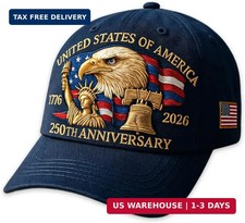 250th Anniversary USA Hat 1776-2026 Patriotic Eagle Baseball Cap Navy Blue