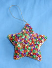 4 Vintage Puffy Sequin & Bead Christmas ornaments Tree Stocking & Stars — photo 10