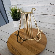 Vintage Ornate Brass Tabletop Lyre Harp Easel Music Easel Picture 8.5" tall
