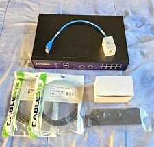 CYBERA SCA-315 8-Port Dual Zone Gigabit Router w/ serial adapter & accessories 