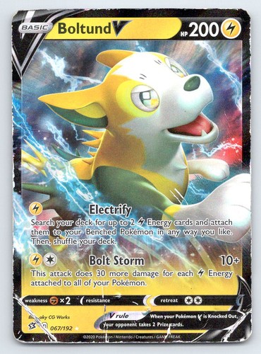 Pokemon Boltund V Rebel Clash RCL HOLO V RARE 067/192 DMG