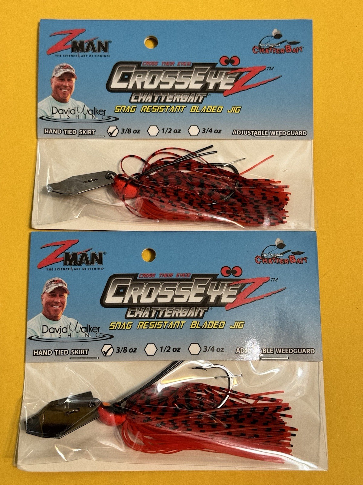 Lot of 2 Z-man Cross Eyez Chatterbait 3/8 oz Fire Craw - Image 1