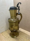 Antique German Theresienthal Amber /olive Green Glass Beer Stein/Pitcher c.1880s