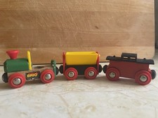VTG Brio Wood Train Engine and Two Cars Made In Sweden