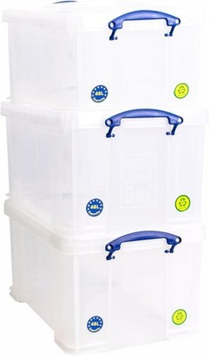 Really Useful 48L transparente Aufbewahrungsboxen / 3er Pack LIEFERUNG AM NÄCHSTEN TAG