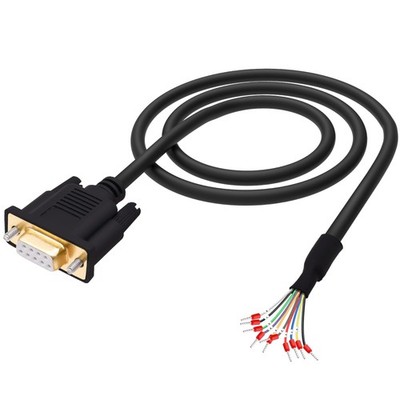 DB9 Female Connector RS232 RS485 9 Pin Serial Port Extension Cable 1M Black