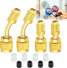 R410a Mini Split Adapter 5/16 Female 1/4 Male Flare Charging Vacuum 12PCS 