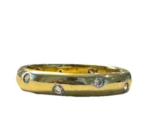 TIFFANY & CO ETOILE BAND RING 18K YELLOW GOLD PLATINUM 10 DIAMONDS SIZE 7.5