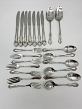 22 pcs 1881 Rogers Oneida LTD Arbor Rose True Rose Stainless Flatware Silverware