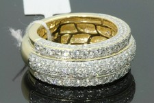 3Ct Men's Round Cut Real Moissanite Wedding Band Ring 14K Yellow Gold Plated