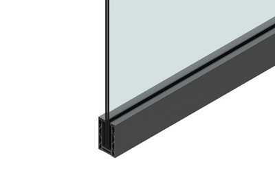 Anthrazitgrau Glasgeländer Kanal 2 Meter Länge Sockel Fix