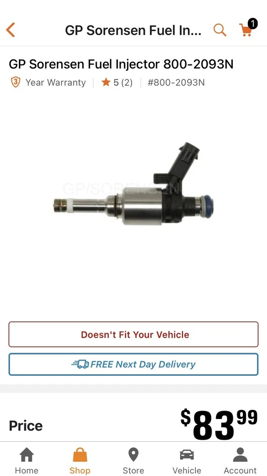 Fuel Injector-GAS GP Sorensen 800-2093n    Volkswagen /Audi - Image 3 of 3