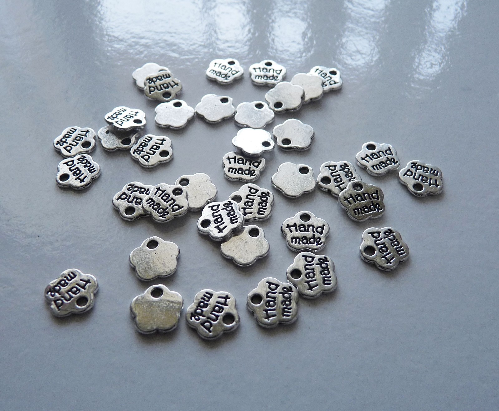 40pcs Word Charm Pendants for Jewelry with HANDMADE sign Bronze/Silver