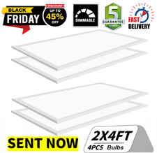 2x4Ft LED Panel Troffer Edge-Lit Flat 4 Pack 75 Watt,Drop Ceiling Lights,US Ship