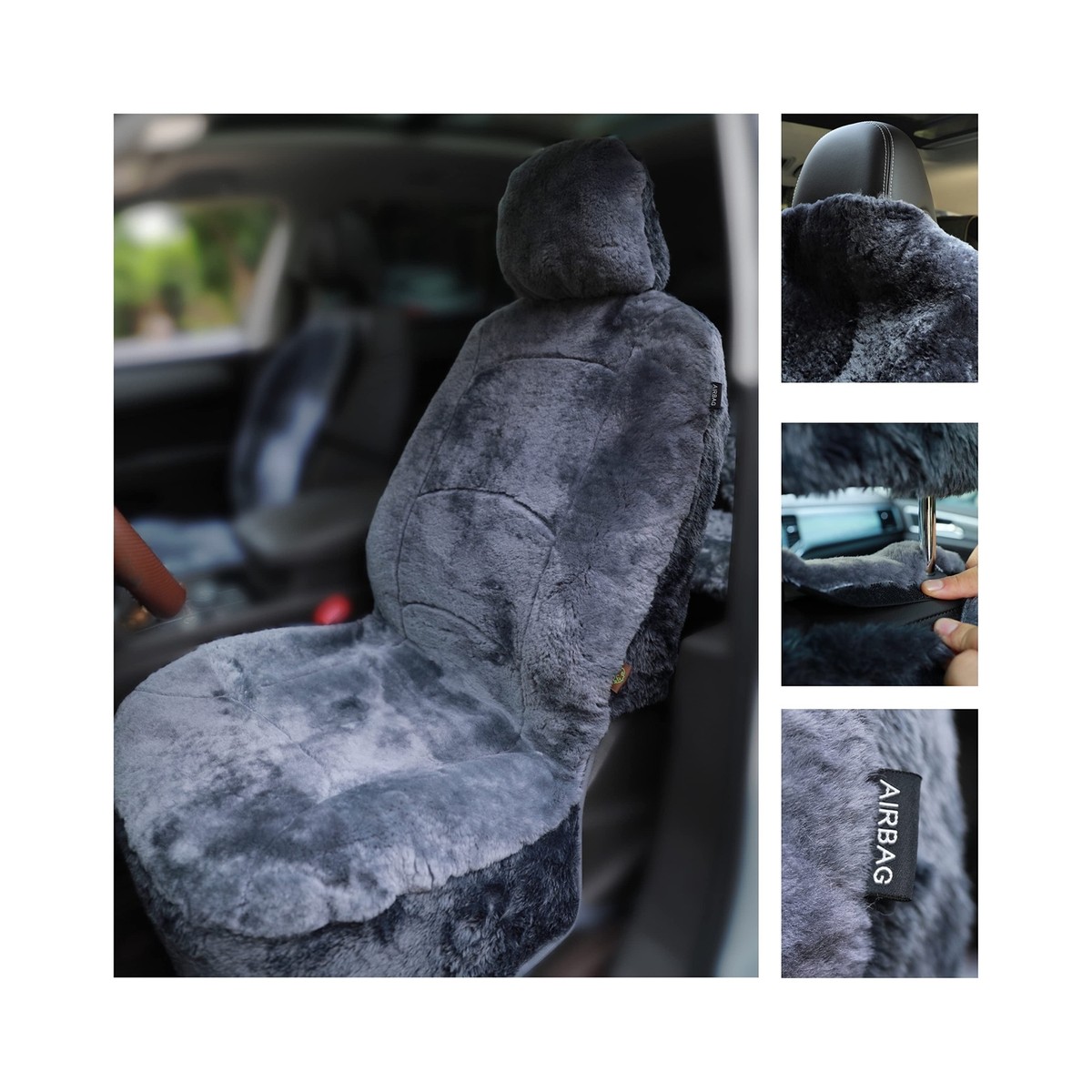 Genuine Sheepskin Lambskin Winter Car Seat Cover Lambs Wool Sheep