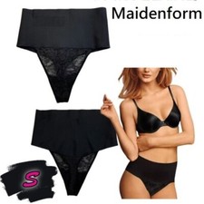NWOT Maidenform Women's S Tame Your Tummy Shaping Lace Thong 0049 Black