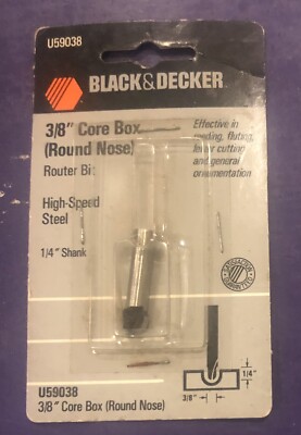 Black & Decker 3/8'' Core Box Router Bit U59038 - NOS
