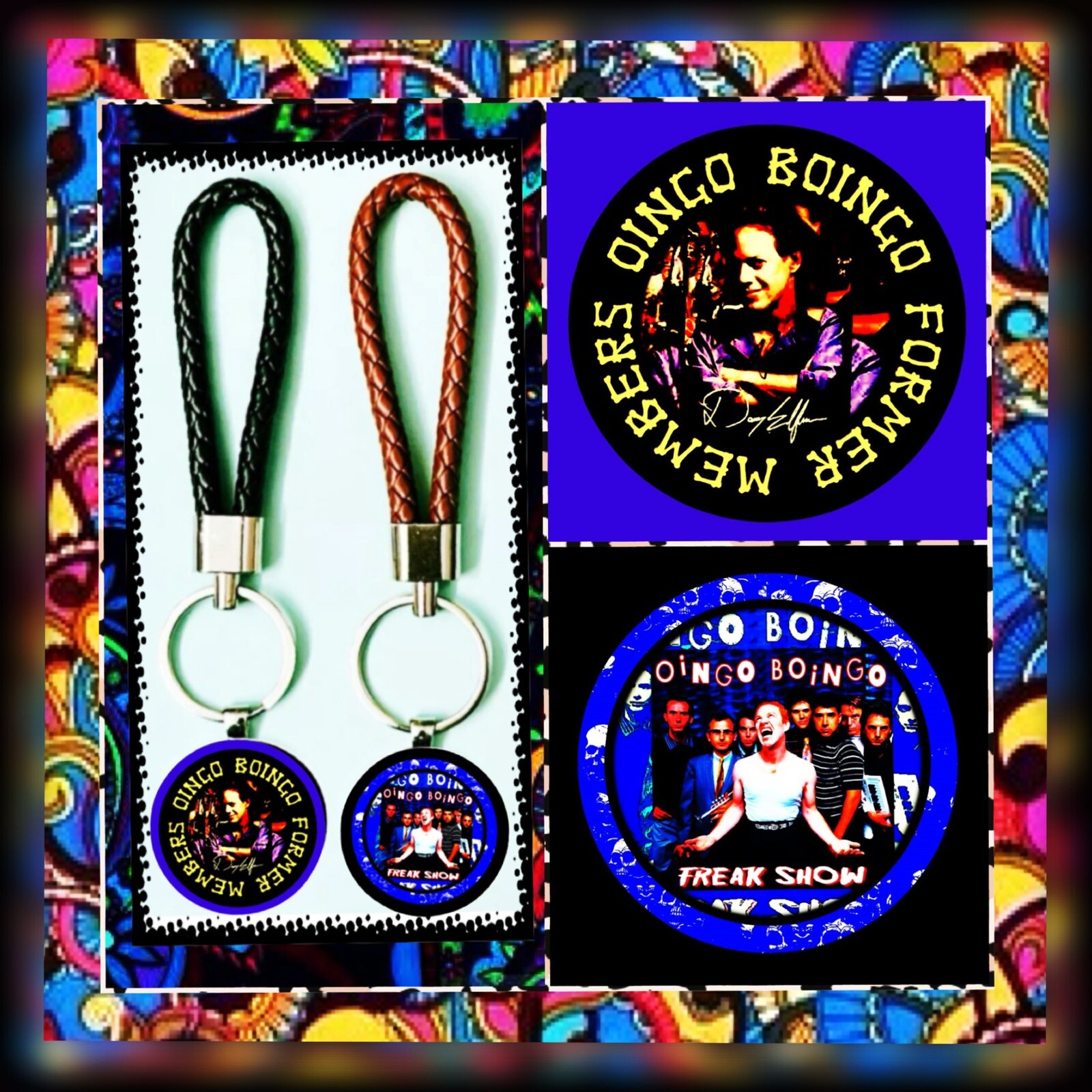 OINGO BOINGO TWO BRAIDED LEATHER KEYCHAINS COLLECTION 🇺🇸 CONCERT GOODS 👍🏻