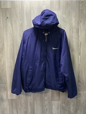 Nike Jacket Mens Medium Blue Big Swoosh Full Zip Windbreaker Vtg 90s