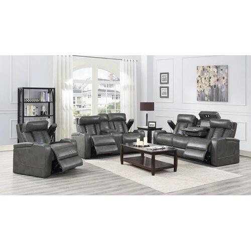 Plush Gray 2pcs Sofa Recliner Set