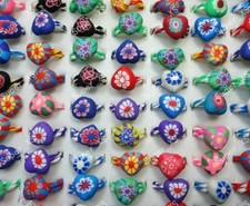 100Pcs Wholesale Children Lovely Silicone Polymer Clay Rings Boys Girls Jewelry