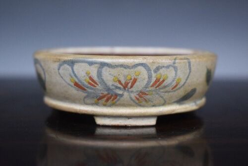 Japanese Bonsai Pot Made By "Heian Ado "326" Glazed M7967 - Afbeelding 1 van 7