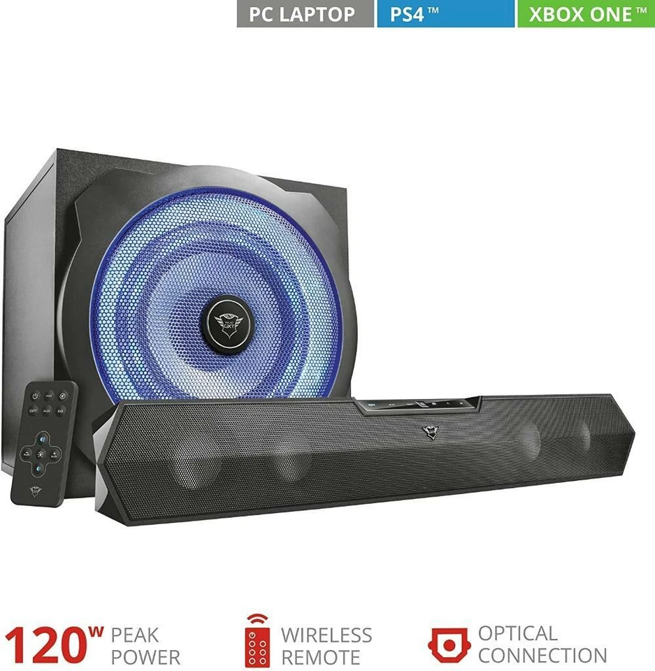 Trust Gaming GXT 668 Tytan 2.1 Soundbar mit Subwoofer LED beleuchtet 120 Watt - Bild 2 von 4