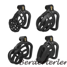Male Lightweight Curved Cobra Chastity Cage Device 4 Rings Set Cage Trainer Belt