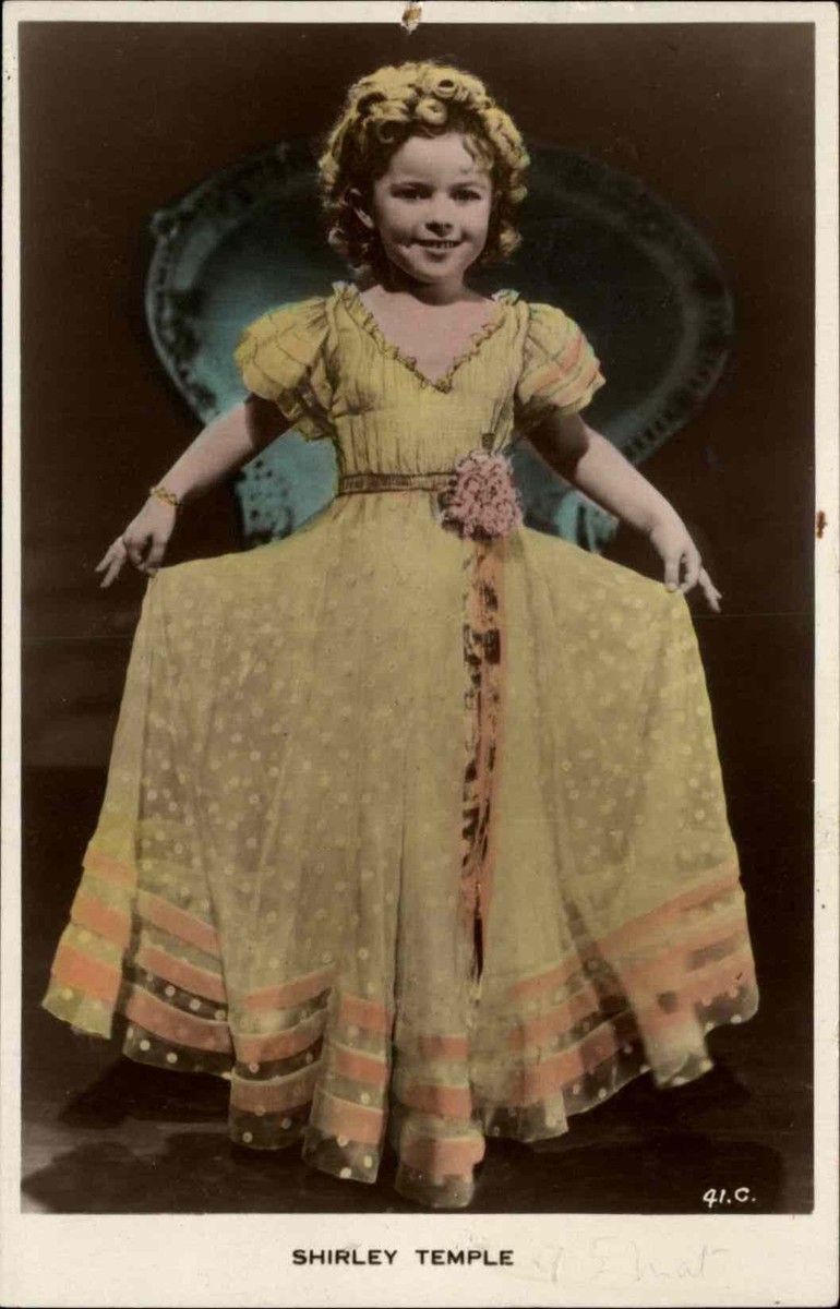 Vintage TINTED RPPC Child Star Movie Star SHIRLEY TEMPLE Yellow