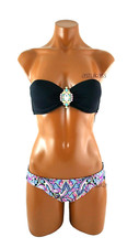 Victoria's Secret Jeweled Accent Bandeau bikini sets top 32C bottoms XS black