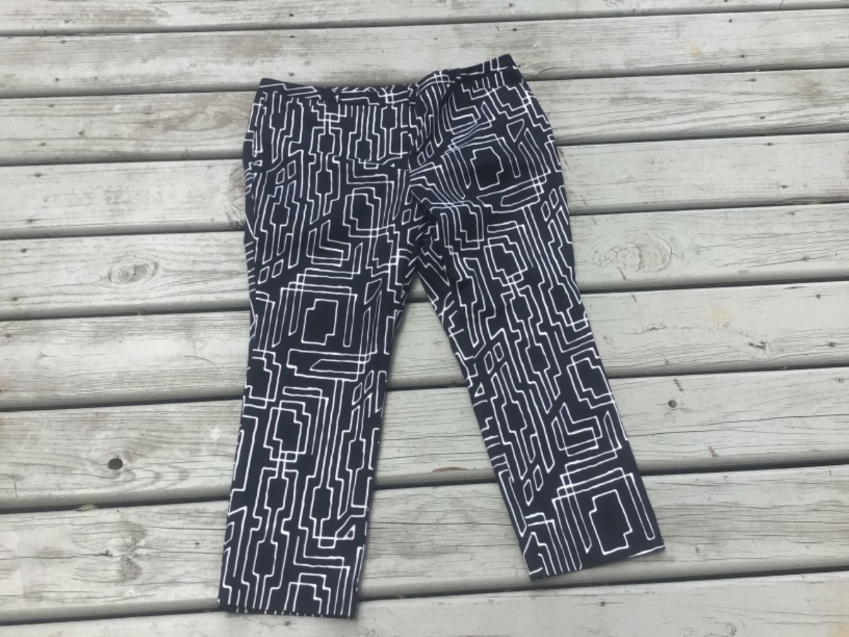Pantalon Habillé Worthington Slim Fit Noir Motif Géométrique - Taille L, Occasion Très Bon état