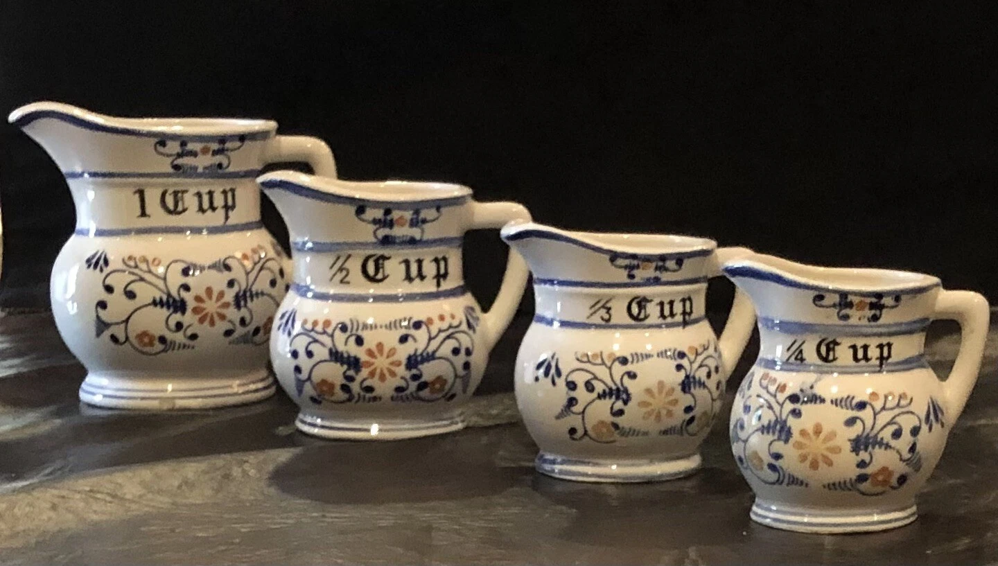 Farmhouse & Eclectic Decor is in! Vintage Ceramic Measuring Cup Set—Unique Gift!