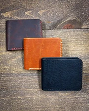 Bifold leather wallet 7 total pocket handmade holds 12+cards made in the USA