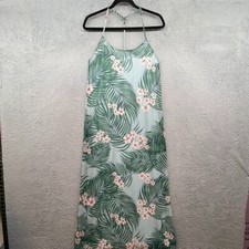 Show Me Your MuMu Womens Maxi Dress Green Floral Leaf Spaghetti Strap Size M