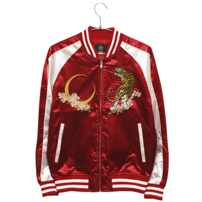 JAPANESE SUKAJAN Tiger Oboro Moon Red EMBROIDERY JAPAN