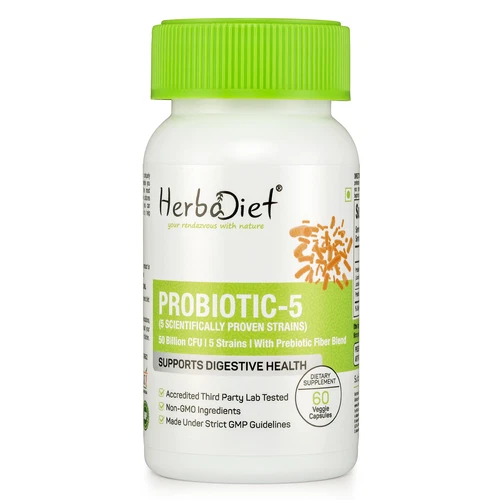 Probiotic Complex 50 Billion CFU 5 Bacteria Strain Lactobacillus Acidophilus Cap