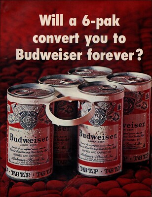 1969 Vintage ad Budweiser retro Beer 6-pack Cans Beverage 2-pgs 07