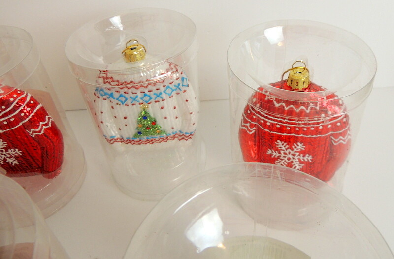 7 Aldi Christmas Ornaments Ski Sweater Blown Glass Red & White eBay